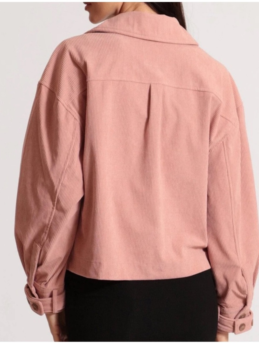 Avec Les Filles Cropped Corduroy Shacket Dusty Rose Pink Size Medium - Picture 7 of 13